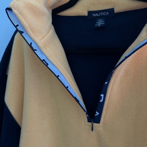 ❌SOLD❌ NAUTICA VINTAGE Nautech Fleece Pullover 1/4 Zip Yellow Navy | MEDIUM - Picture 4 of 12
